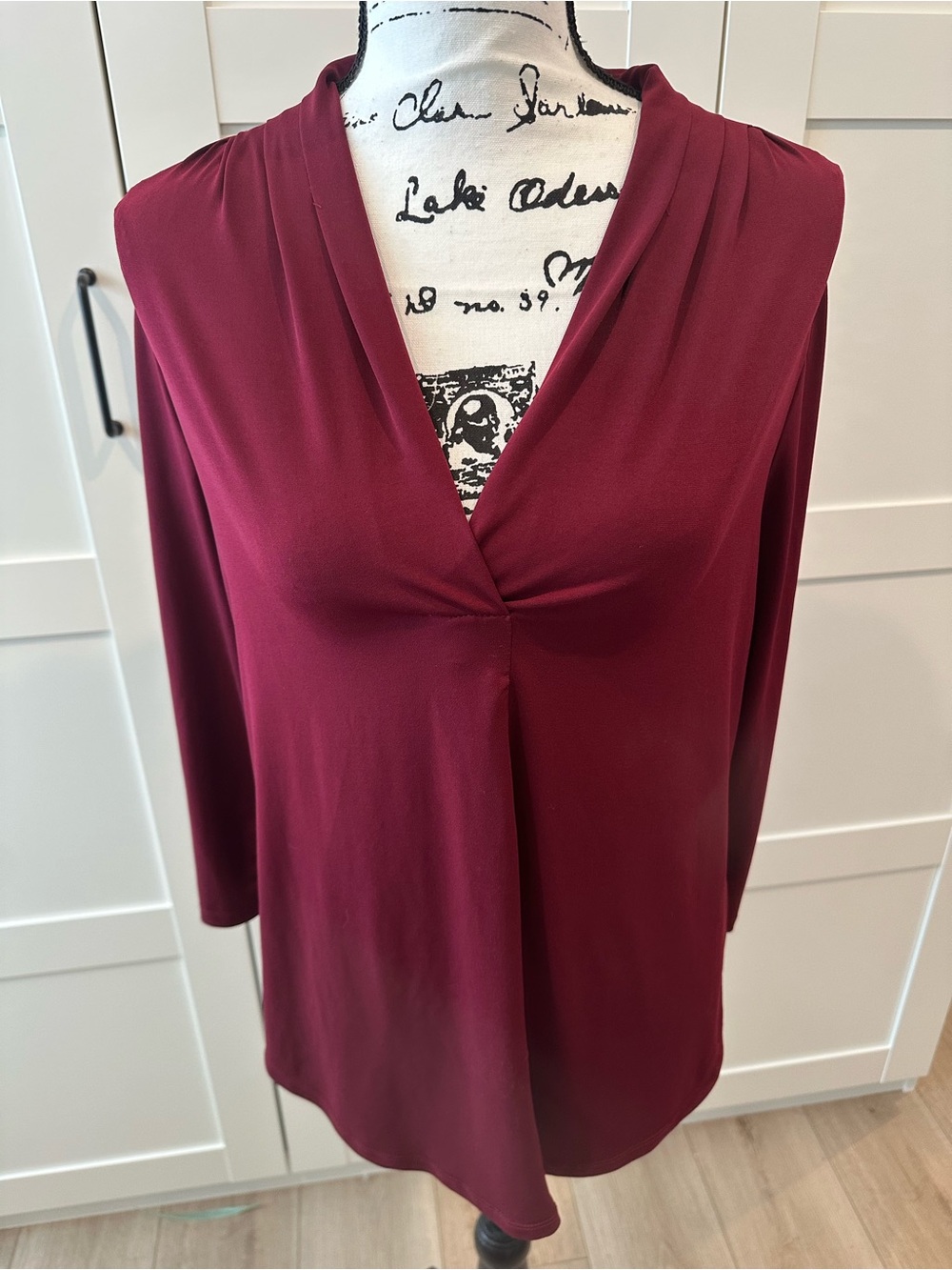Women’s Wine Red V-Neck Blouse